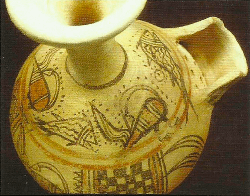 jarro de cerveja filisteu, com coador embutido para remover as cascas da cevada. Asdode, século XIl a.C
