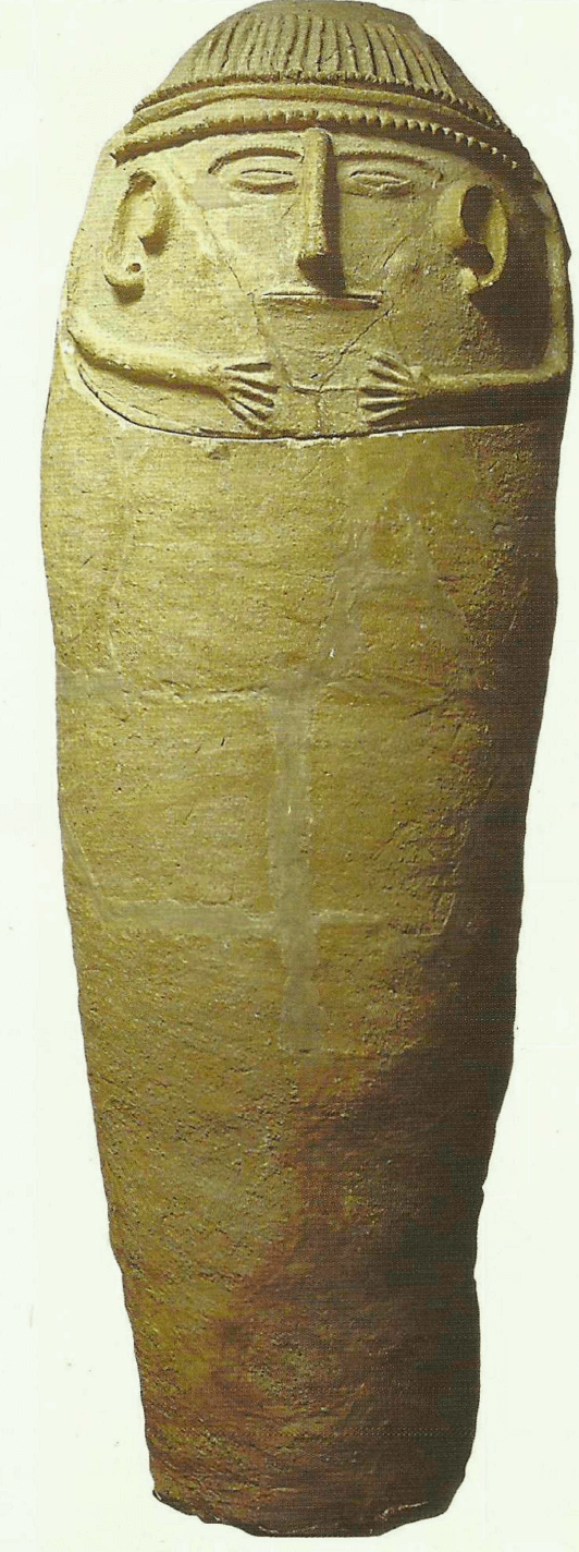 esquife antropóide feito de argila, encontrado em Bete-Seá; século XIl a XI a.C.