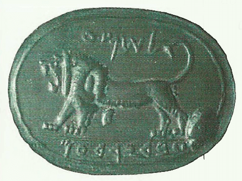 sinete de jaspe, pertencente a Sema, servo de Jeroboão Il (781-753 a.C.), Megido.