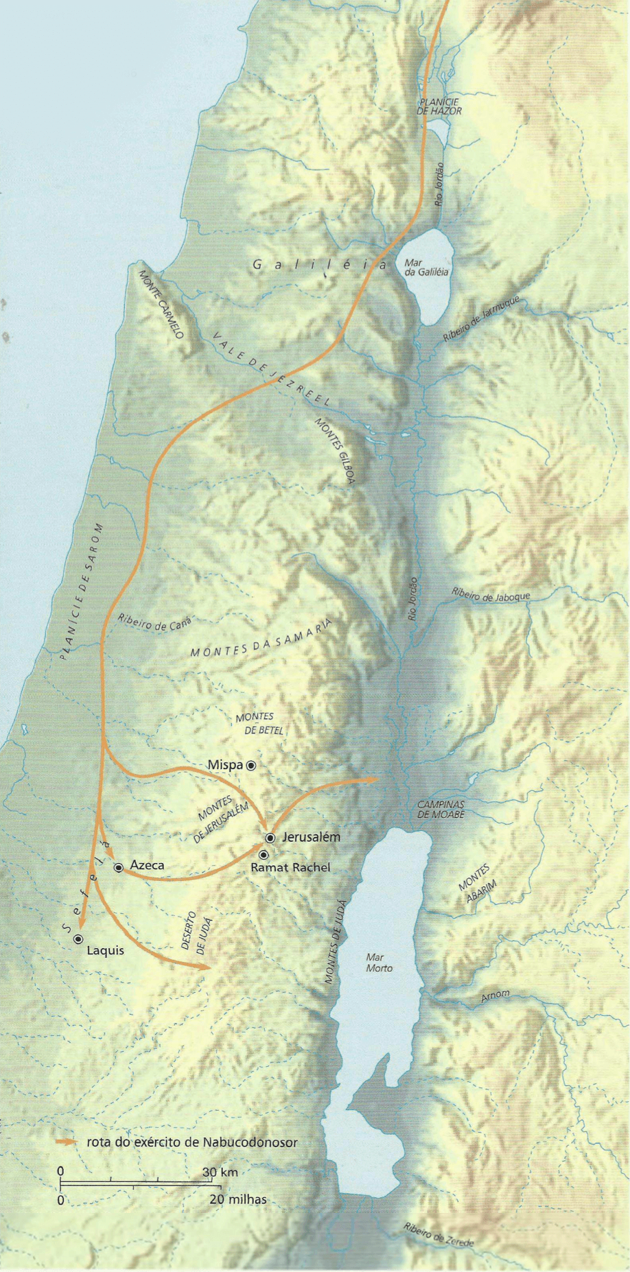 A deportação de Judá O mapa mostra os locais ligados às deportações do povo de Judá pelos babilônios em 597, 586 e 582 a.C.