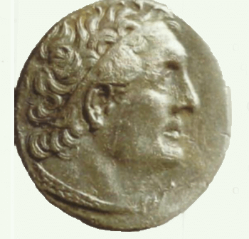 Moeda de prata de Tiro com efigie de Ptolomeu III (246-221 a.C.).