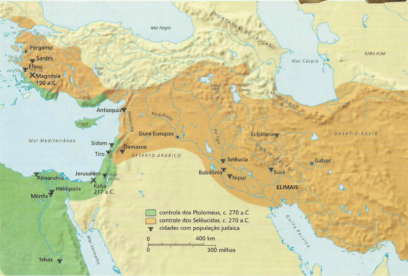 Os reinos dos Ptolomeus e Selêucidas Depois da morte de Alexandre, surgiram reinos rivais. A Palestina ficou sob o domínio do Egito ptolomaico até 198 a.C, quando passou ao domínio selêucida, da Síria.