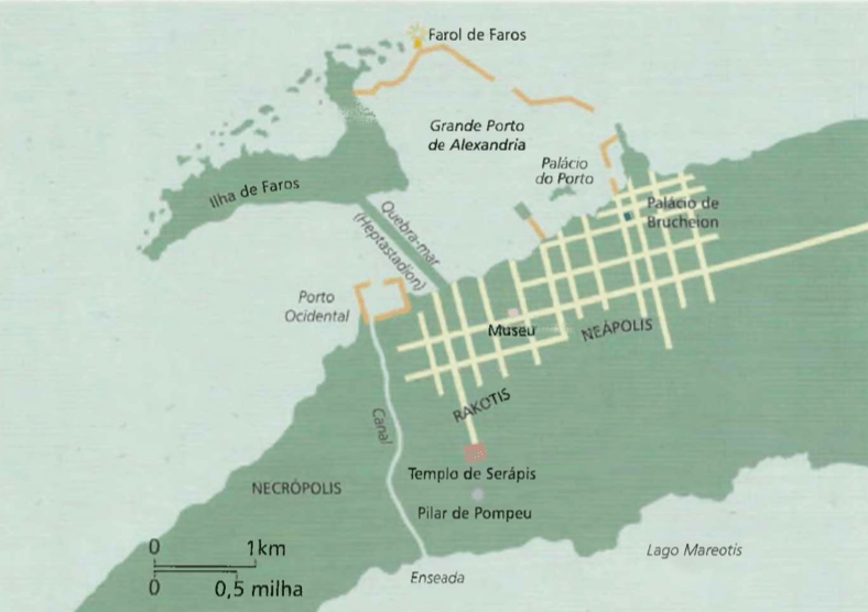 Planta urbana de Alexandria Alexandre, o Grande, fundou a cidade que leva o seu nome e se tornou capital do Egito ptolomaico. Ficava situada entre o mar Mediterrâneo e o lago Mareotis. Famosa pelo farol de Faros e pela maior biblioteca do mundo antigo. Planta urbana de Alexandria Alexandre, o Grande, fundou a cidade que leva o seu nome e se tornou capital do Egito ptolomaico. Ficava situada entre o mar Mediterrâneo e o lago Mareotis. Famosa pelo farol de Faros e pela maior biblioteca do mundo antigo.