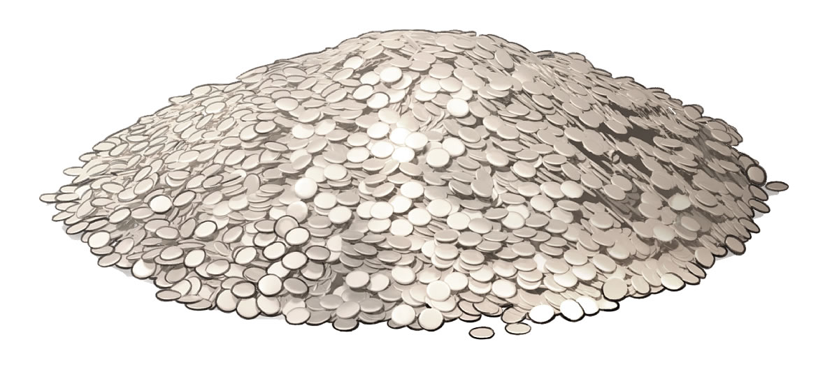 Um monte de moedas de prata que juntas pesariam um talento